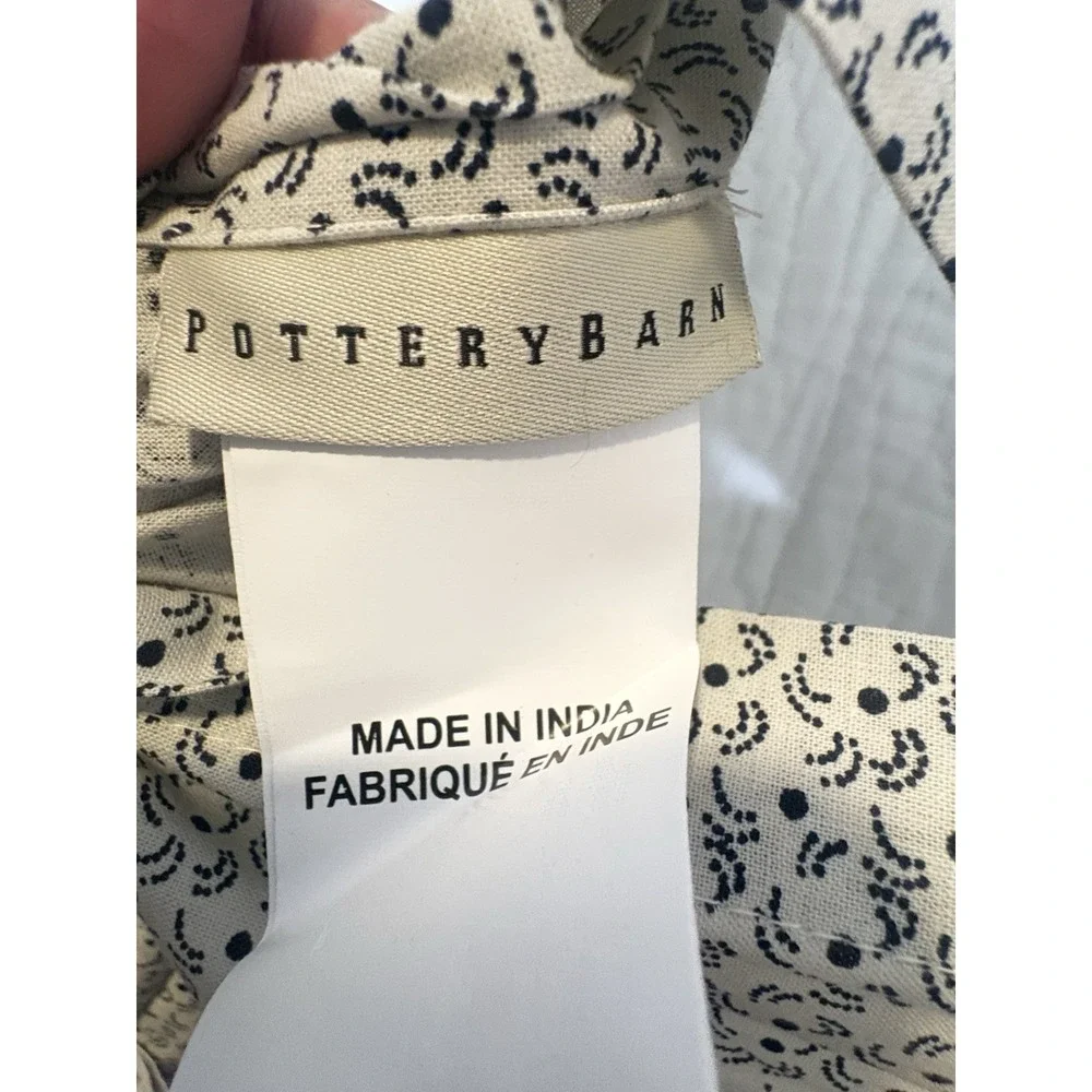 Pottery Barn 2 Navy Circles Patchwork Quilted Pillow Shams Euro And Standard